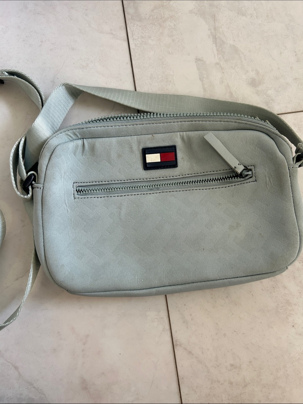 Tommy Hilfiger Sage Green Belt Bag with Signature Flag